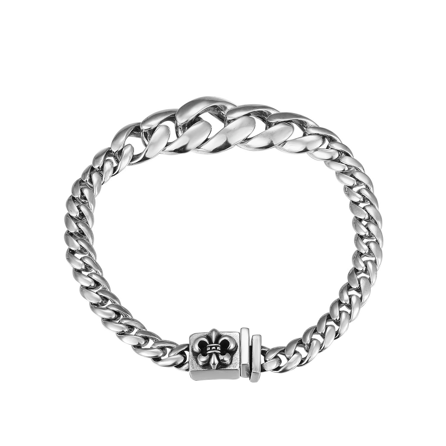 Chrome Hearts Silver Plated Braided Chain Bracelet with Decorative Clasp